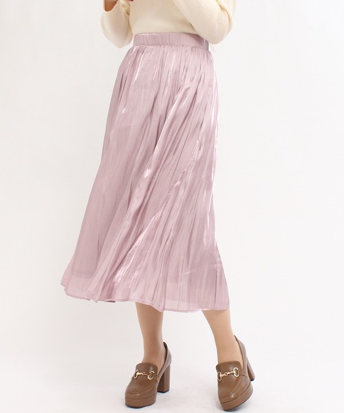 TRUDEA（トルディア）の「シャイニーロングスカート（スカート・レディース・ピンク/ライトグレー/ラベンダー/グレイッシュベージュ・MEDIUM）」の4枚目の写真