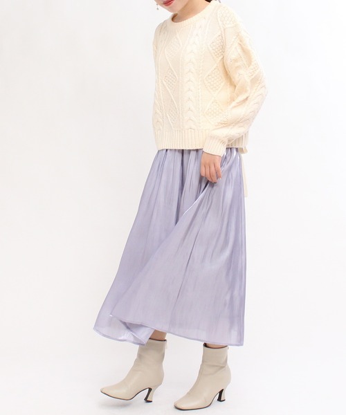 TRUDEA（トルディア）の「シャイニーロングスカート（スカート・レディース・ピンク/ライトグレー/ラベンダー/グレイッシュベージュ・MEDIUM）」の16枚目の写真