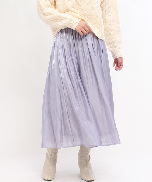 TRUDEA（トルディア）の「シャイニーロングスカート（スカート・レディース・ピンク/ライトグレー/ラベンダー/グレイッシュベージュ・MEDIUM）」の12枚目の写真