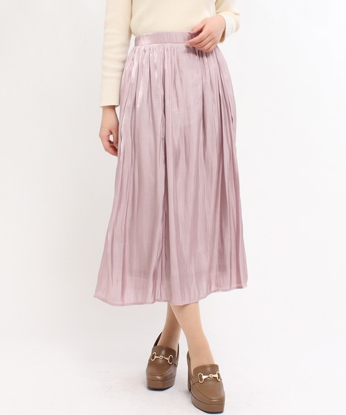 TRUDEA（トルディア）の「シャイニーロングスカート（スカート・レディース・ピンク/ライトグレー/ラベンダー/グレイッシュベージュ・MEDIUM）」の7枚目の写真