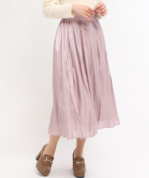 TRUDEA（トルディア）の「シャイニーロングスカート（スカート・レディース・ピンク/ライトグレー/ラベンダー/グレイッシュベージュ・MEDIUM）」の9枚目の写真