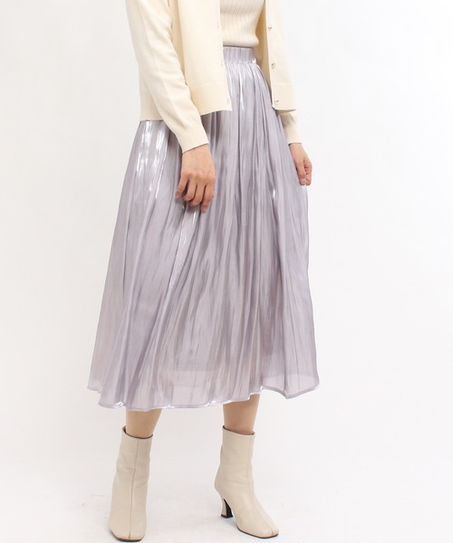 TRUDEA（トルディア）の「シャイニーロングスカート（スカート・レディース・ピンク/ライトグレー/ラベンダー/グレイッシュベージュ・MEDIUM）」の22枚目の写真