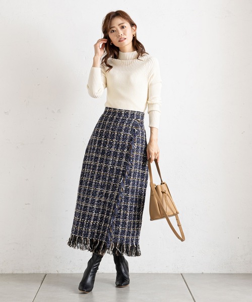 prose verse（プロズヴェール）の「ツイードチェックフリンジラップスカート（スカート・レディース・オフホワイト/ブルー・ﾌﾘ-）」の19枚目の写真