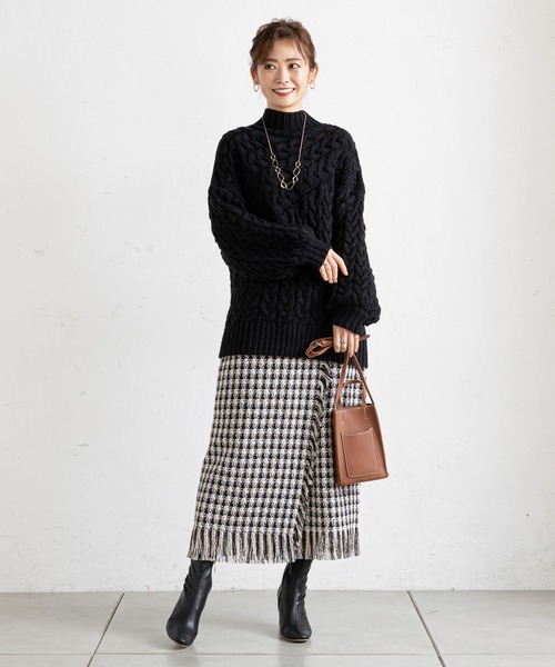 prose verse（プロズヴェール）の「ツイードチェックフリンジラップスカート（スカート・レディース・オフホワイト/ブルー・ﾌﾘ-）」の14枚目の写真