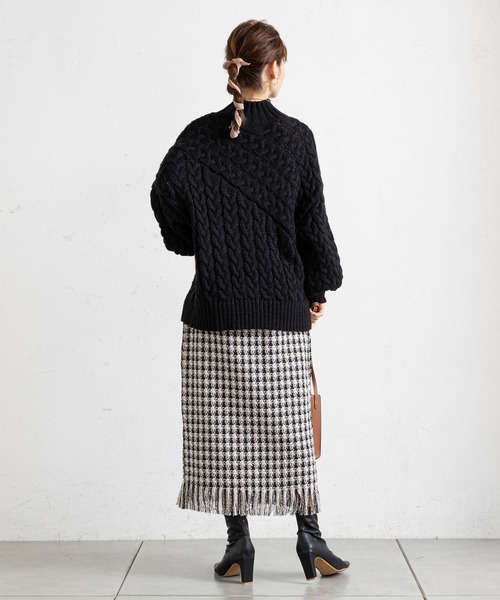 prose verse（プロズヴェール）の「ツイードチェックフリンジラップスカート（スカート・レディース・オフホワイト/ブルー・ﾌﾘ-）」の11枚目の写真