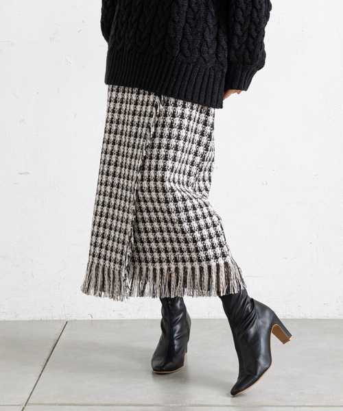 prose verse（プロズヴェール）の「ツイードチェックフリンジラップスカート（スカート・レディース・オフホワイト/ブルー・ﾌﾘ-）」の5枚目の写真