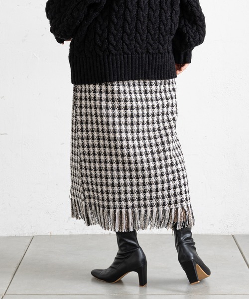 prose verse（プロズヴェール）の「ツイードチェックフリンジラップスカート（スカート・レディース・オフホワイト/ブルー・ﾌﾘ-）」の21枚目の写真