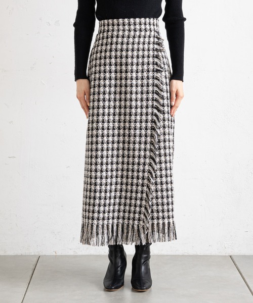 prose verse（プロズヴェール）の「ツイードチェックフリンジラップスカート（スカート・レディース・オフホワイト/ブルー・ﾌﾘ-）」の18枚目の写真