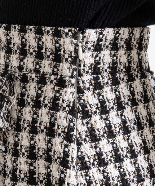 prose verse（プロズヴェール）の「ツイードチェックフリンジラップスカート（スカート・レディース・オフホワイト/ブルー・ﾌﾘ-）」の9枚目の写真