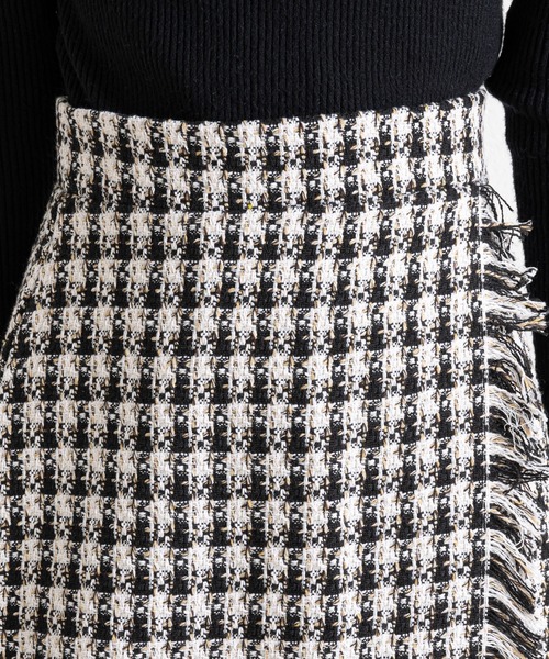 prose verse（プロズヴェール）の「ツイードチェックフリンジラップスカート（スカート・レディース・オフホワイト/ブルー・ﾌﾘ-）」の6枚目の写真