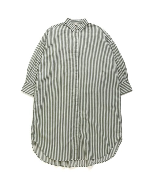 Ampersand(アンパサンド)の「premier ストライプロングシャツ_ママ(シャツ/ブラウス・レディース・ブラック/ブルー/グリーン・MEDIUM)」の3枚目の写真