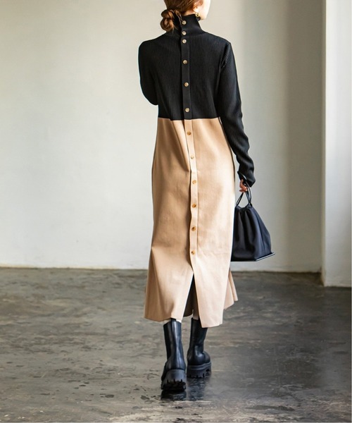 セール】《追加5》カラーブロックニットワンピース