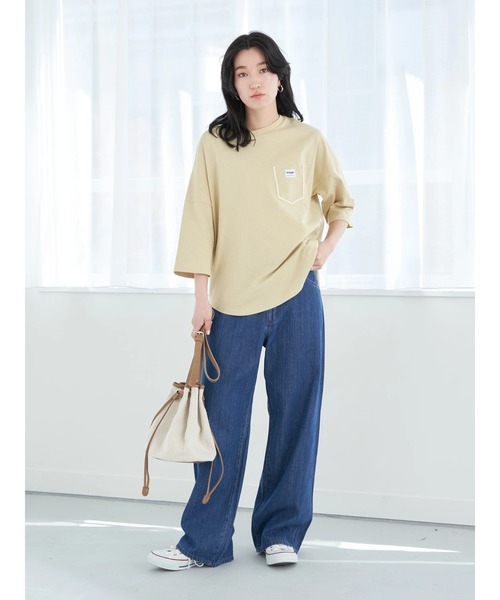 Wrangler（ラングラー）の「Wrangler フェイクポケットＴシャツ*（Tシャツ/カットソー・レディース・チャコールグレー/ベージュ/オフホワイト・FREE）」の8枚目の写真