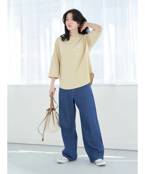 Wrangler（ラングラー）の「Wrangler フェイクポケットＴシャツ*（Tシャツ/カットソー・レディース・チャコールグレー/ベージュ/オフホワイト・FREE）」の10枚目の写真