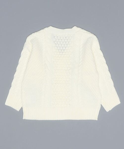 X-girl Stages（エックスガールステージス）の「ケーブルニットカーディガン（カーディガン/ボレロ・キッズ・クリーム/ラベンダー・100cm/110cm/120cm/130cm/140cm/90cm）」の3枚目の写真