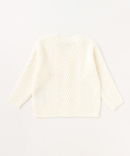 X-girl Stages（エックスガールステージス）の「ケーブルニットカーディガン（カーディガン/ボレロ・キッズ・クリーム/ラベンダー・100cm/110cm/120cm/130cm/140cm/90cm）」の4枚目の写真
