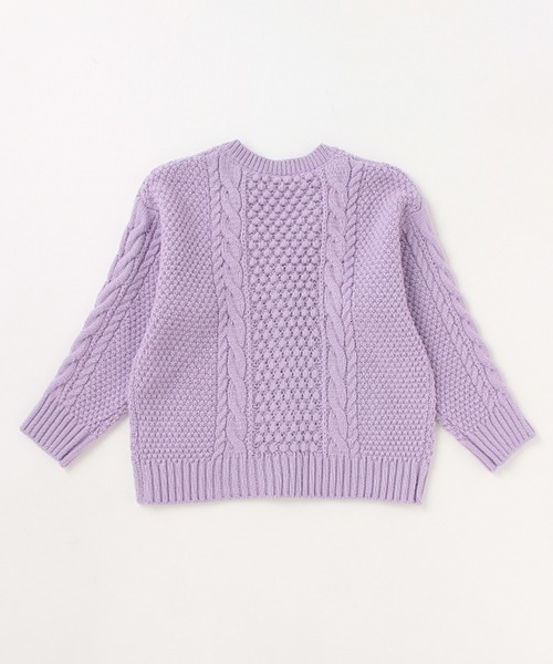 X-girl Stages（エックスガールステージス）の「ケーブルニットカーディガン（カーディガン/ボレロ・キッズ・クリーム/ラベンダー・100cm/110cm/120cm/130cm/140cm/90cm）」の5枚目の写真