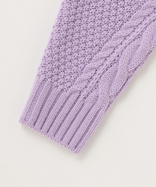 X-girl Stages（エックスガールステージス）の「ケーブルニットカーディガン（カーディガン/ボレロ・キッズ・クリーム/ラベンダー・100cm/110cm/120cm/130cm/140cm/90cm）」の7枚目の写真