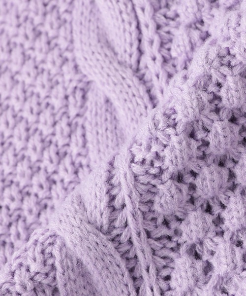 X-girl Stages（エックスガールステージス）の「ケーブルニットカーディガン（カーディガン/ボレロ・キッズ・クリーム/ラベンダー・100cm/110cm/120cm/130cm/140cm/90cm）」の9枚目の写真