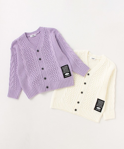 X-girl Stages（エックスガールステージス）の「ケーブルニットカーディガン（カーディガン/ボレロ・キッズ・クリーム/ラベンダー・100cm/110cm/120cm/130cm/140cm/90cm）」の10枚目の写真