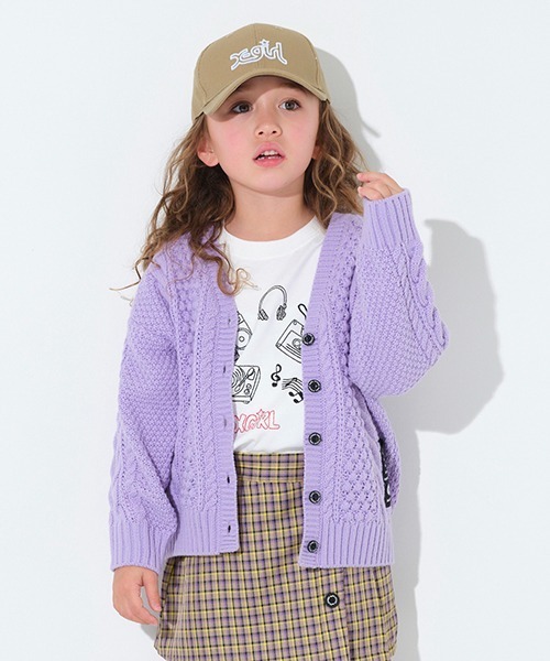 X-girl Stages（エックスガールステージス）の「ケーブルニットカーディガン（カーディガン/ボレロ・キッズ・クリーム/ラベンダー・100cm/110cm/120cm/130cm/140cm/90cm）」の12枚目の写真