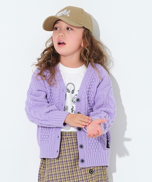 X-girl Stages（エックスガールステージス）の「ケーブルニットカーディガン（カーディガン/ボレロ・キッズ・クリーム/ラベンダー・100cm/110cm/120cm/130cm/140cm/90cm）」の13枚目の写真