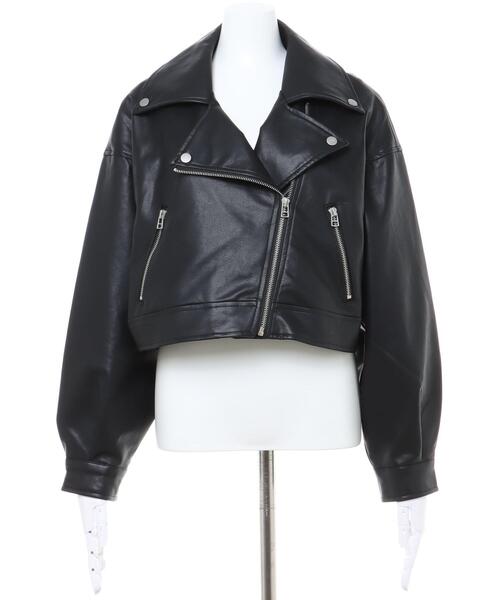 INGNI（イング）の「クロップド丈／ライダースジャケット（ライダースジャケット・レディース・アイボリー/ブラック・M）」の3枚目の写真