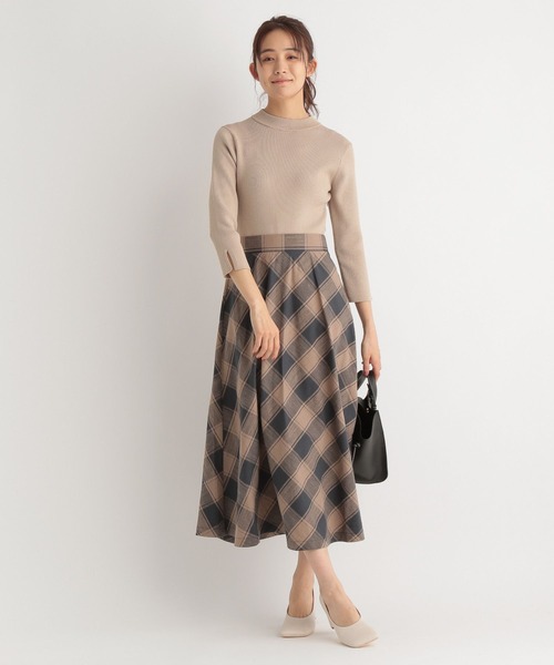 Andemiu（アンデミュウ）の「チェックドッキングワンピース271940（ワンピース・レディース・ブラック/ブラウン・FREE）」の8枚目の写真