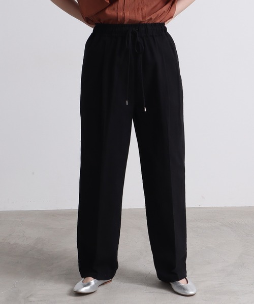 yuni(ユニ )の「コットンリネン natural toutch wide tuck パンツ(スラックス・レディース・キナリ/ブラック/カーキ・FREE)」の1枚目の写真