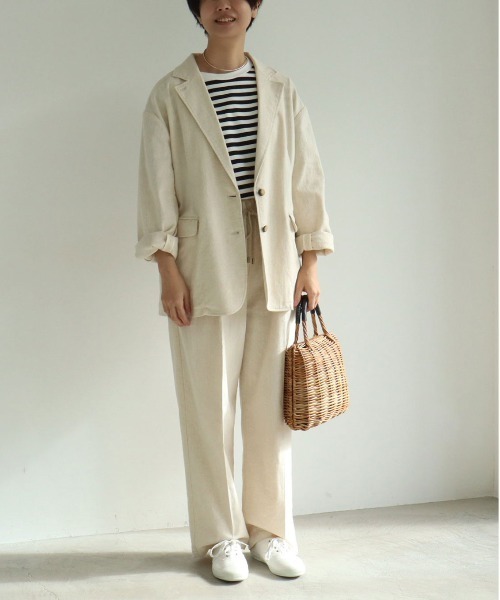 yuni(ユニ )の「コットンリネン natural toutch wide tuck パンツ(スラックス・レディース・キナリ/ブラック/カーキ・FREE)」の11枚目の写真