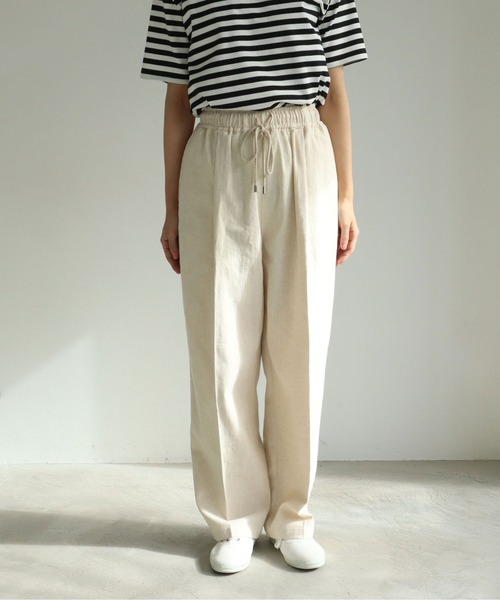 yuni(ユニ )の「コットンリネン natural toutch wide tuck パンツ(スラックス・レディース・キナリ/ブラック/カーキ・FREE)」の19枚目の写真