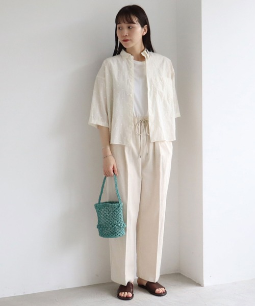 yuni(ユニ )の「コットンリネン natural toutch wide tuck パンツ(スラックス・レディース・キナリ/ブラック/カーキ・FREE)」の10枚目の写真