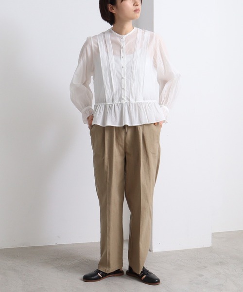 yuni(ユニ )の「コットンリネン natural toutch wide tuck パンツ(スラックス・レディース・キナリ/ブラック/カーキ・FREE)」の22枚目の写真