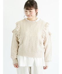 Samansa Mos2 | フリルレース透かしニット(ニット/セーター)
