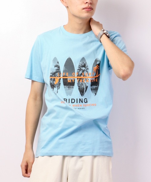 FUNALIVE(ファンアライブ)の「BF2 select リゾートデザインプリントTシャツ(Tシャツ/カットソー・メンズ・チャコール/ネイビー/ターコイズブルー/グレー/ピンク/ブラック/ライトグリーン/サックスブルー/ホワイト系その他/ホワイト・LL/M/L)」の9枚目の写真