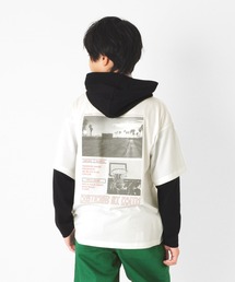 GLAZOS | 天竺・ドロップショルダーバックフォトプリントレイヤードTパーカー(Tシャツ/カットソー)