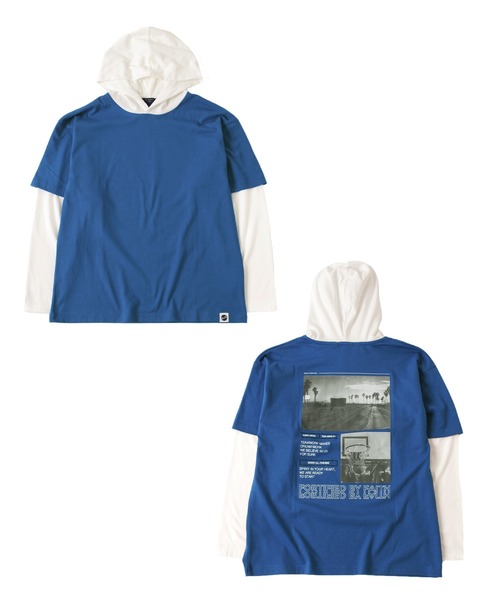 GLAZOS(グラソス)の「天竺・ドロップショルダーバックフォトプリントレイヤードTパーカー(Tシャツ/カットソー・キッズ・ホワイト/ブルー/ブラック・130cm/140cm/150cm/160cm/170cm)」の15枚目の写真