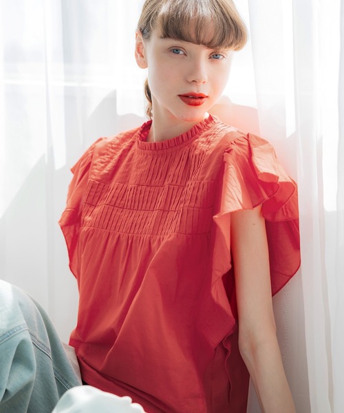 coca（coca）（コカ）の「ピンタックフレアコットンブラウス（シャツ/ブラウス・レディース・ホワイト/ブラック/カーキ/ピンク/グレイッシュベージュ/パープル/ダークベージュ/レッド・M/L）」の8枚目の写真