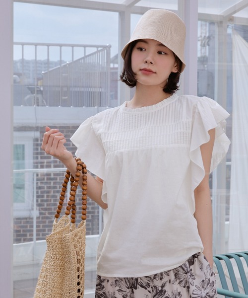 ピンタックフレア袖ブラウス