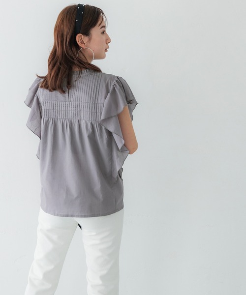 ピンタックフレア袖ブラウス