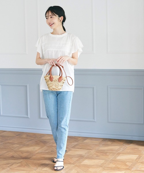 coca（coca）（コカ）の「ピンタックフレアコットンブラウス（シャツ/ブラウス・レディース・ホワイト/ブラック/カーキ/ピンク/グレイッシュベージュ/パープル/ダークベージュ/レッド・M/L）」の9枚目の写真