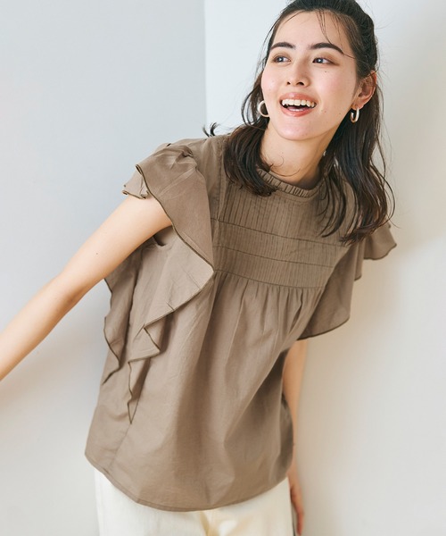 coca（coca）（コカ）の「ピンタックフレアコットンブラウス（シャツ/ブラウス・レディース・ホワイト/ブラック/カーキ/ピンク/グレイッシュベージュ/パープル/ダークベージュ/レッド・M/L）」の18枚目の写真