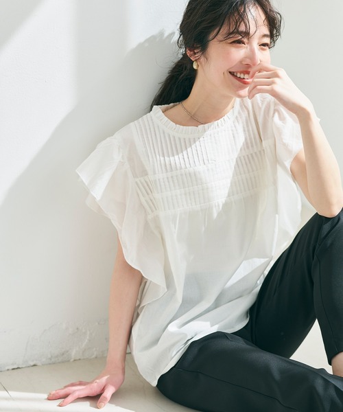 coca（coca）（コカ）の「ピンタックフレアコットンブラウス（シャツ/ブラウス・レディース・ホワイト/ブラック/カーキ/ピンク/グレイッシュベージュ/パープル/ダークベージュ/レッド・M/L）」の22枚目の写真