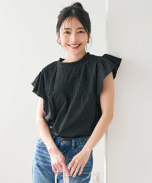 coca（coca）（コカ）の「ピンタックフレアコットンブラウス（シャツ/ブラウス・レディース・ホワイト/ブラック/カーキ/ピンク/グレイッシュベージュ/パープル/ダークベージュ/レッド・M/L）」の12枚目の写真