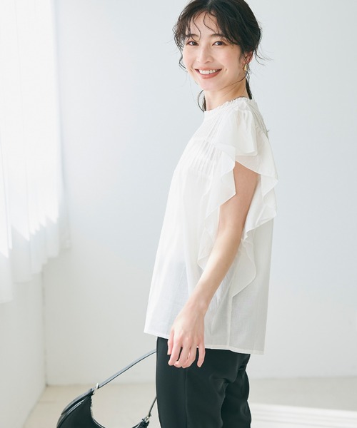 coca（coca）（コカ）の「ピンタックフレアコットンブラウス（シャツ/ブラウス・レディース・ホワイト/ブラック/カーキ/ピンク/グレイッシュベージュ/パープル/ダークベージュ/レッド・M/L）」の21枚目の写真