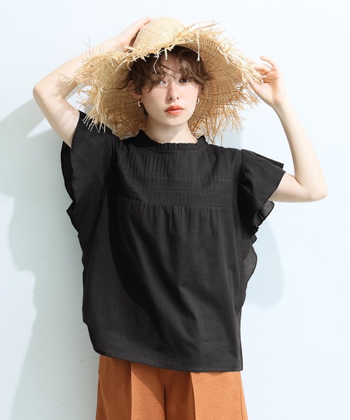 coca（coca）（コカ）の「ピンタックフレアコットンブラウス（シャツ/ブラウス・レディース・ホワイト/ブラック/カーキ/ピンク/グレイッシュベージュ/パープル/ダークベージュ/レッド・M/L）」の14枚目の写真