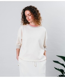 SIPULI | Jacquard Cotton Jersey  フィッシュテール7分袖プルオーバー(Tシャツ/カットソー)