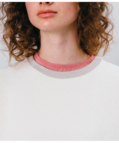 SIPULI（シプリ）の「Jacquard Cotton Jersey  フィッシュテール7分袖プルオーバー（Tシャツ/カットソー・レディース・アイボリー/ネイビー・2）」の12枚目の写真