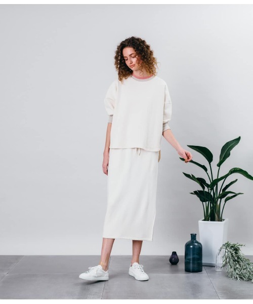 SIPULI（シプリ）の「Jacquard Cotton Jersey  フィッシュテール7分袖プルオーバー（Tシャツ/カットソー・レディース・アイボリー/ネイビー・2）」の10枚目の写真