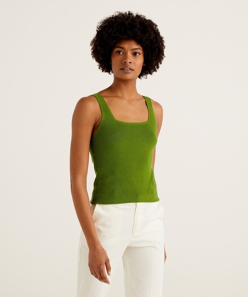 BENETTON (UNITED COLORS OF BENETTON)(ベネトンユナイテッドカラーズオブベネトン)の「タンクトップ(タンクトップ・レディース・ピンク/オフホワイト/グリーン・X-SMALL/MEDIUM/LARGE/SMALL)」の2枚目の写真